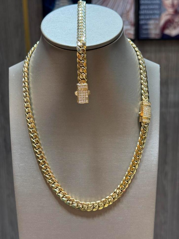 18KT Goud - 43.2 Gram - CUBAN - Armband + Ketting, Sieraden, Tassen en Uiterlijk, Kettingen, Nieuw, Goud, Ophalen