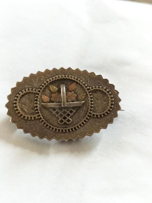 Prachtige antieke zilver op goud broche., Antiek en Kunst, Antiek | Goud en Zilver, Goud, Zilver, Verzenden