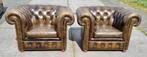 2x Chesterfield Club fauteuil olijfgroen + BEZORGING GRATIS, Ophalen of Verzenden