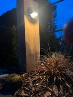 Stoere lamp op eiken sokkel., Tuin en Terras, Buitenverlichting, Nieuw, Minder dan 50 watt, Netvoeding, Led