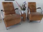 2 mooie leren fauteuils type Bari van Jess Design, Huis en Inrichting, Fauteuils, Ophalen, Gebruikt, 75 tot 100 cm, 50 tot 75 cm