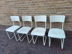 4 gispen buizenframe stoelen jaren 60 vintage, Huis en Inrichting, Stoelen, Ophalen, Gebruikt, Wit