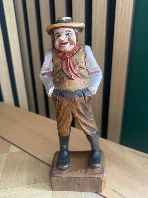 Houtsnijwerk Anri Italy boertje handgemaakt jaren 70, Antiek en Kunst, Kunst | Beelden en Houtsnijwerken, Ophalen of Verzenden