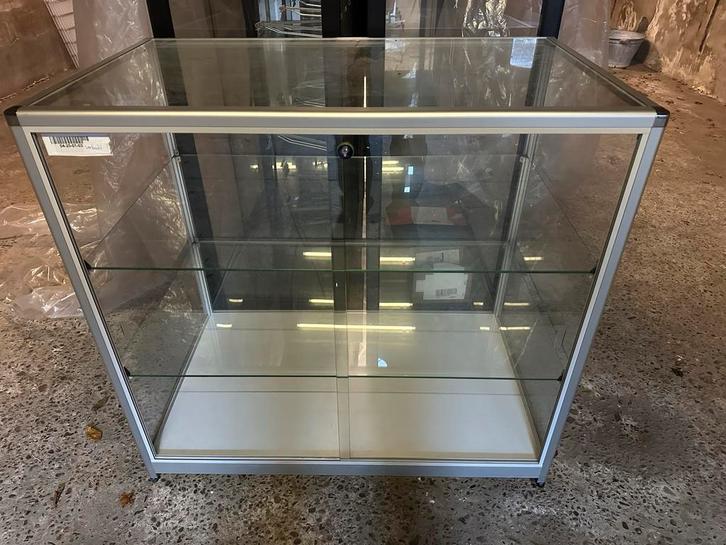 Glazen Vitrinekast met Aluminium Frame, Huis en Inrichting, Kasten | Vitrinekasten, 150 tot 200 cm, 50 tot 100 cm, 25 tot 50 cm