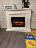 Livn Schouwombouw Wengen Wit + Elektrische Haard Lugano, Ophalen, Vrijstaande haard, Elektrische haard