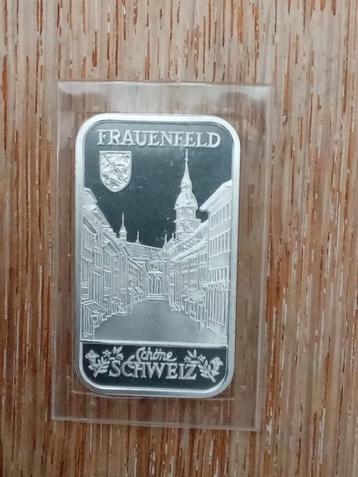 1 Oz 999 zilverbaar Valcambi Zwitserland met stadsgezicht  beschikbaar voor biedingen