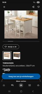 Tornviken Keukeneiland + 2 Stoelen, Ophalen, Wit, Overige typen, Zo goed als nieuw