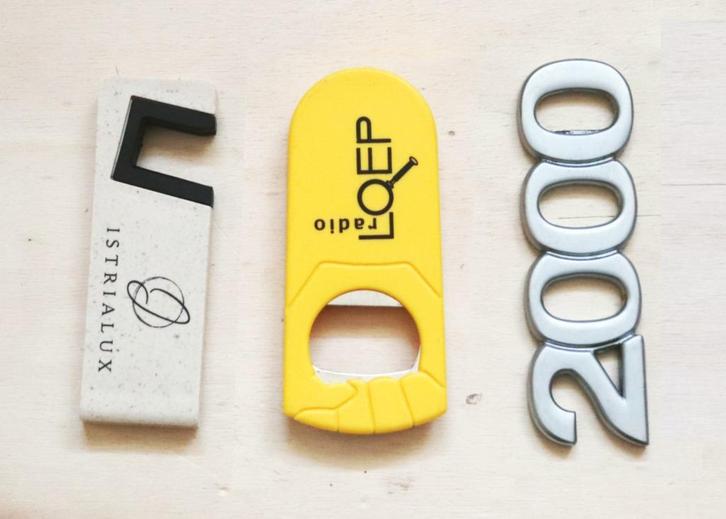 Set van 3 flessenopeners met reclame opdruk, Huis en Inrichting, Keuken | Keukenbenodigdheden, Zo goed als nieuw, Ophalen of Verzenden