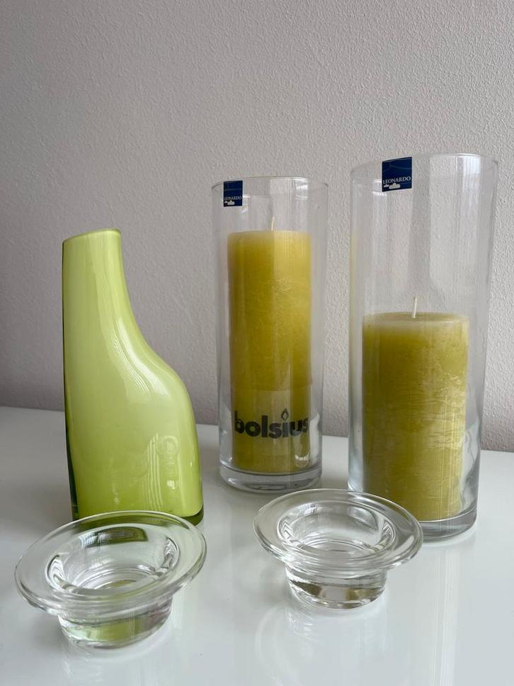 Kaarsen en Kandelaars Set, Huis en Inrichting, Woonaccessoires | Kandelaars en Kaarsen, Zo goed als nieuw, Kandelaar, 25 tot 50 cm