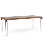 Kubikoff Mies tafel walnoot hout met plexiglas poten, Huis en Inrichting, 50 tot 100 cm, Gebruikt, Rechthoekig, Ophalen