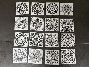 Stencil set sjabloon mandala vierkant 16 stuks beschikbaar voor biedingen