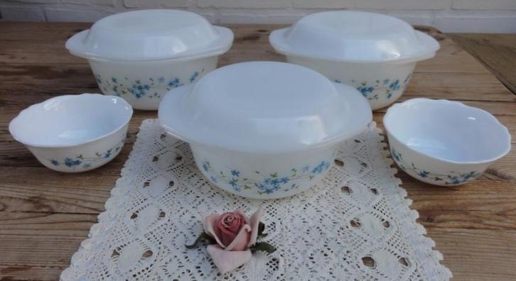 Nog 2 vintage ovenschalen + 2 kommetjes, Arcopal Veronica, Huis en Inrichting, Keuken | Servies, Zo goed als nieuw, Kom(men), Overige stijlen