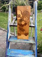 Vintage hout ingelegd schilderij - jongen met gitaar, Ophalen of Verzenden