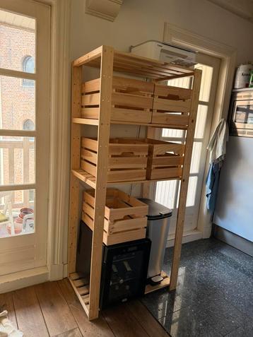 Wooden shelf rack with 5x boxes beschikbaar voor biedingen