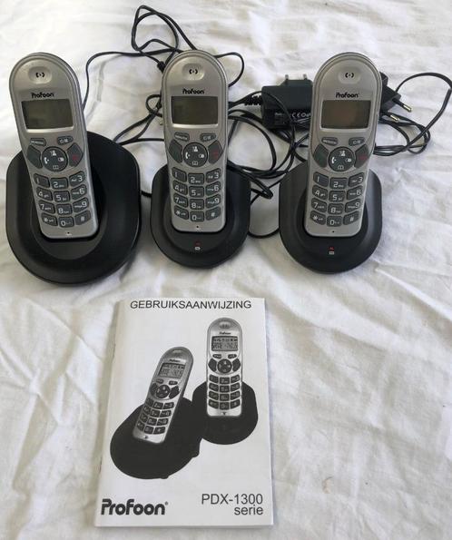 Telefoon handsets, 3 stuks met opladers. Merk Profoon., Telecommunicatie, Vaste telefoons | Handsets en Draadloos, Gebruikt, 3 handsets