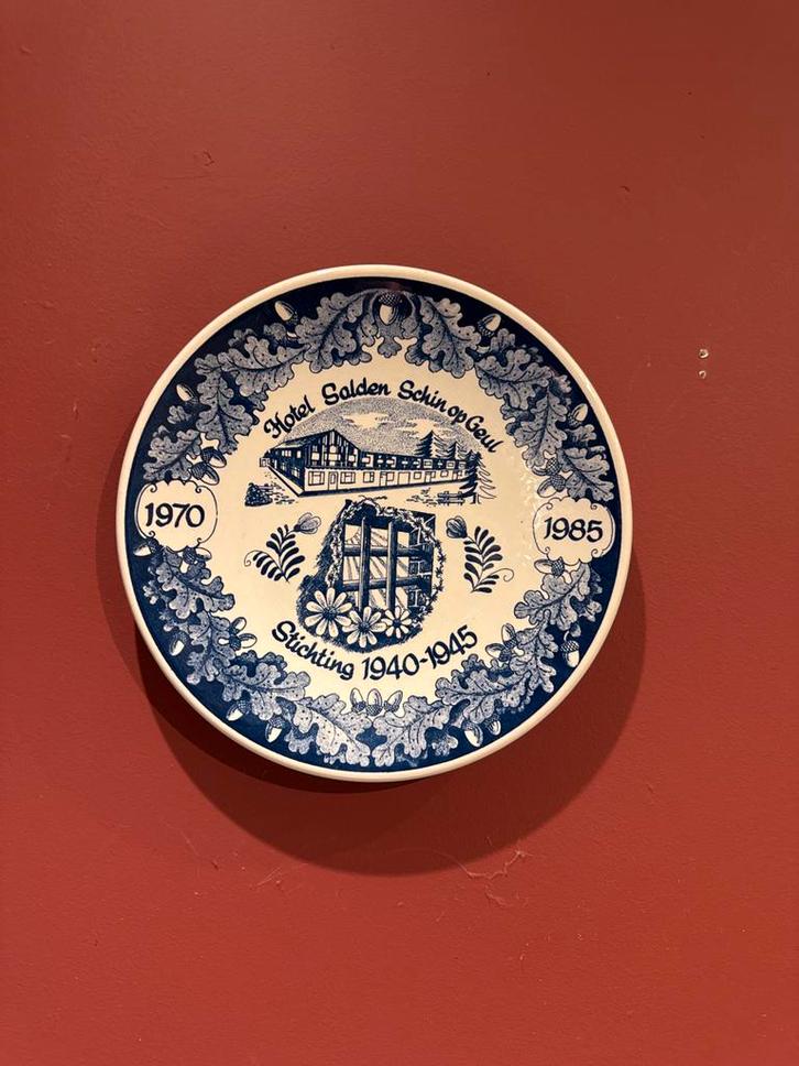 Delfts Blauw Wandbord Hotel Golden Schin op Geul, Antiek en Kunst, Antiek | Wandborden en Tegels, Ophalen of Verzenden