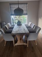 Mooie frans eiken kloostertafel en 6 landelijke stoelen, Huis en Inrichting, Ophalen, Zo goed als nieuw