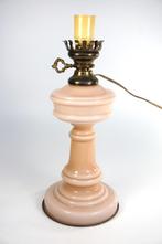 Antiek roze glazen olielamp, Ophalen of Verzenden