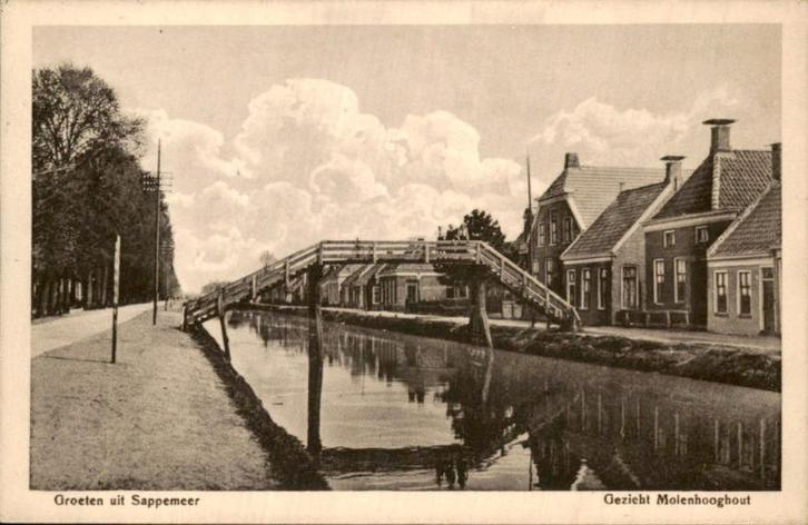Sappemeer - Groet uit - Gezicht Molenhooghout, Verzamelen, Ansichtkaarten | Nederland, Gelopen, Groningen, Voor 1920, Ophalen of Verzenden