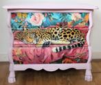 Een roze buikkastje, ladekast Cheetah, luipaard, jaguar, Huis en Inrichting, Kasten | Ladekasten, Zo goed als nieuw, 3 of 4 laden