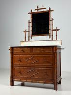 Faux Bamboo commode met spiegel, Huis en Inrichting, Kasten | Ladekasten, Ophalen, Gebruikt, Minder dan 100 cm, Grenenhout