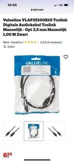 NIEUW! Valueline digitale audiokabel toslink €4,99, Audio, Tv en Foto, Audiokabels en Televisiekabels, Ophalen of Verzenden, Nieuw
