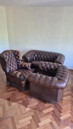 Chesterfield set | 2x fauteuil, 1x bank, Huis en Inrichting, Fauteuils, Ophalen, Gebruikt