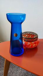 Leerdam glaskunst gaaf hyacint vaasje blauw glas kristal, Antiek en Kunst, Ophalen of Verzenden