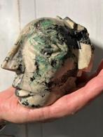 XL Smaragd Kwarts Schedel Scull, 1,3 kilo, 12 x 11 x 10 cm, Verzamelen, Mineralen en Fossielen, Ophalen of Verzenden, Overige typen