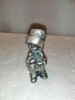 Vintage massief tinnen beeld Meisje met een maandje, 10cm ho, Antiek en Kunst, Ophalen of Verzenden