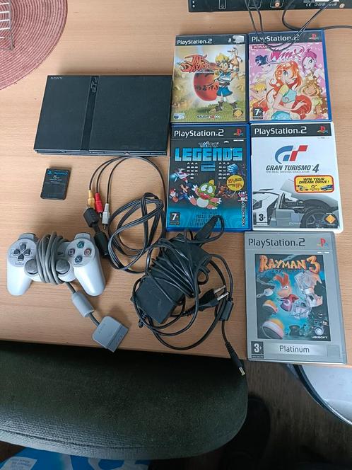 PS2 met games, Spelcomputers en Games, Spelcomputers | Sony PlayStation 2, Zo goed als nieuw, Zwart, Met 1 controller, Ophalen of Verzenden