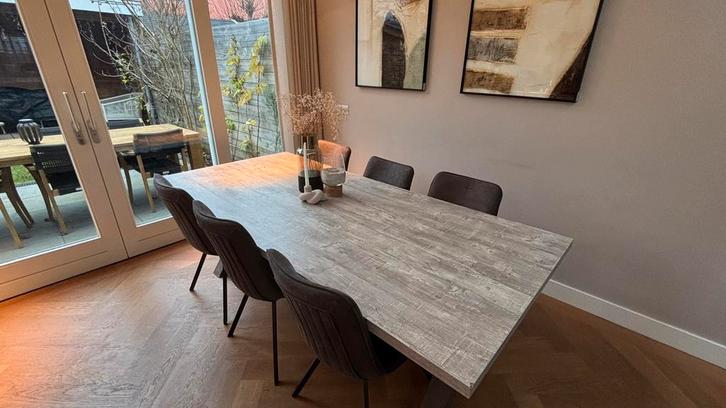 Eettafel 220x100 cm + 6 optionele stoelen, Huis en Inrichting, Tafels | Eettafels, Zo goed als nieuw, 50 tot 100 cm, 200 cm of meer