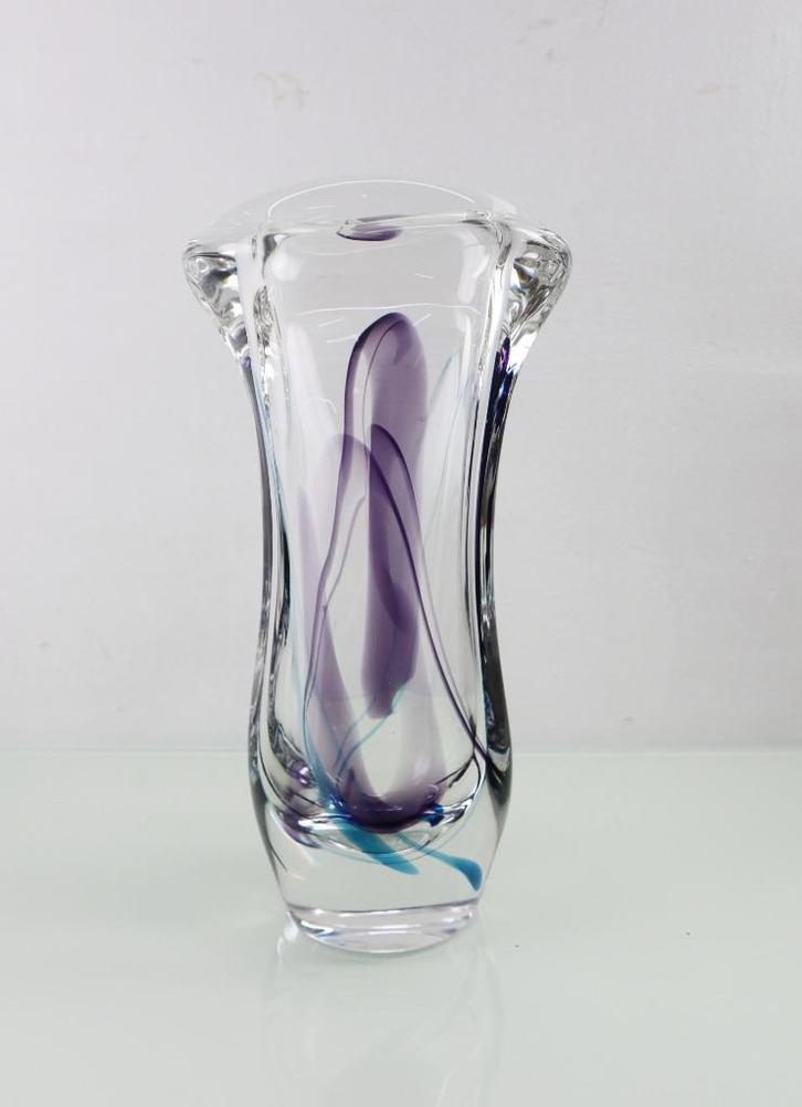 Vintage vaas Max Verboeket, Kristalunie Maastricht., Antiek en Kunst, Antiek | Glas en Kristal, Ophalen of Verzenden