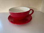 Mega grote rode kop en schotel leuk voor nespresso cupjes, Verzenden, Zo goed als nieuw, Overige stijlen, Kop(pen) en/of Schotel(s)