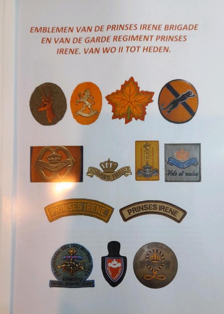 Overzicht emblemen garde prinses irene, Verzamelen, Militaria | Algemeen, Landmacht, Boek of Tijdschrift, Nederland, Ophalen of Verzenden