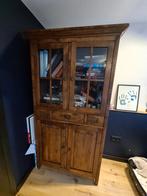 Mooie massief houten kast – vitrinekast / buffetkast, Ophalen, Gebruikt, 100 tot 150 cm, Glas