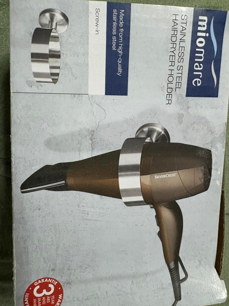 Fohnhouder stainless steel, Huis en Inrichting, Badkamer | Badtextiel en Accessoires, Ophalen of Verzenden, Zo goed als nieuw