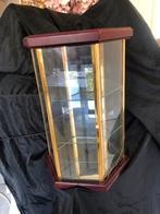 Oude Vitrinekast met verlichting mahonie Messing, Ophalen, Minder dan 50 cm, Gebruikt, Minder dan 100 cm