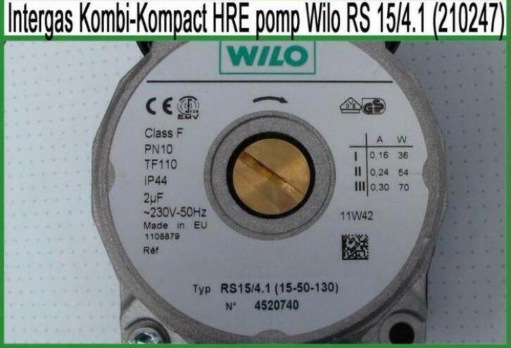 INTERGAS KOMBI-KOMPACT HRE POMP WILO RS 15/4.1 (15-50-130), Doe-het-zelf en Verbouw, Verwarming en Radiatoren, Zo goed als nieuw