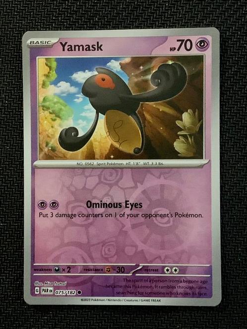 Yamask Reverse Holo 075/182 Paradox Rift Boosterfresh!, Hobby en Vrije tijd, Verzamelkaartspellen | Pokémon, Nieuw, Losse kaart