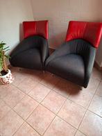 Rood/ zwarte Leolux Fauteuils, Huis en Inrichting, Banken | Sofa's en Chaises Longues, Stof, Gebruikt, Eenpersoons, 75 tot 100 cm