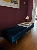 Sofacompany bankje - donkerblauw velours - nieuwstaat!, Ophalen, 125 cm of meer, Zo goed als nieuw, Stof
