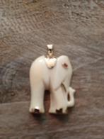 Prachtige olifant ketting hanger met 14 kt gouden details, Sieraden, Tassen en Uiterlijk, Kettinghangers, Overige voorstellingen