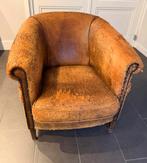 Opknapper: Schapenleren Clubfauteuil (Art Deco), Ophalen, Gebruikt, 125 cm of meer, Art deco