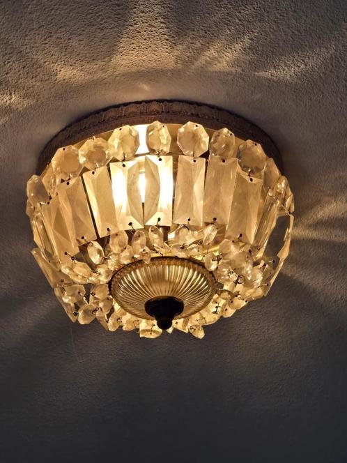 plafonnière plafondlamp van glasdeeltjes, Huis en Inrichting, Lampen | Plafondlampen, Gebruikt, Glas, Overige materialen, Ophalen of Verzenden