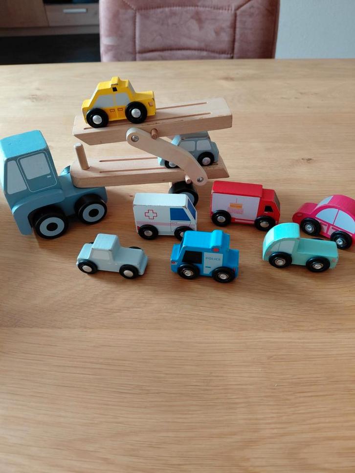 Houten Speelgoed Auto's Set, Kinderen en Baby's, Speelgoed | Speelgoedvoertuigen, Zo goed als nieuw, Ophalen of Verzenden