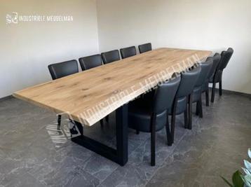 Industriele Eettafel Massief Eiken Boomstam Tafels Eikenhout - afbeelding 3