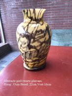 Glasvaas, abstract geel/zwart, Antiek en Kunst, Antiek | Vazen, Ophalen