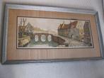 Kleurenets met stadsgezicht van Brugge. Gesigneerd., Antiek en Kunst, Kunst | Etsen en Gravures, Ophalen