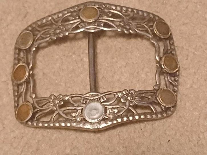 Een rechthoekige zilveren schoengesp met merkteken., Antiek en Kunst, Antiek | Goud en Zilver, Verzenden